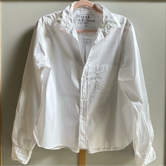 Frank & Eileen Silvio White L Collared Shirt Minimalist Quiet Luxury Capsule - Picture 3 of 10